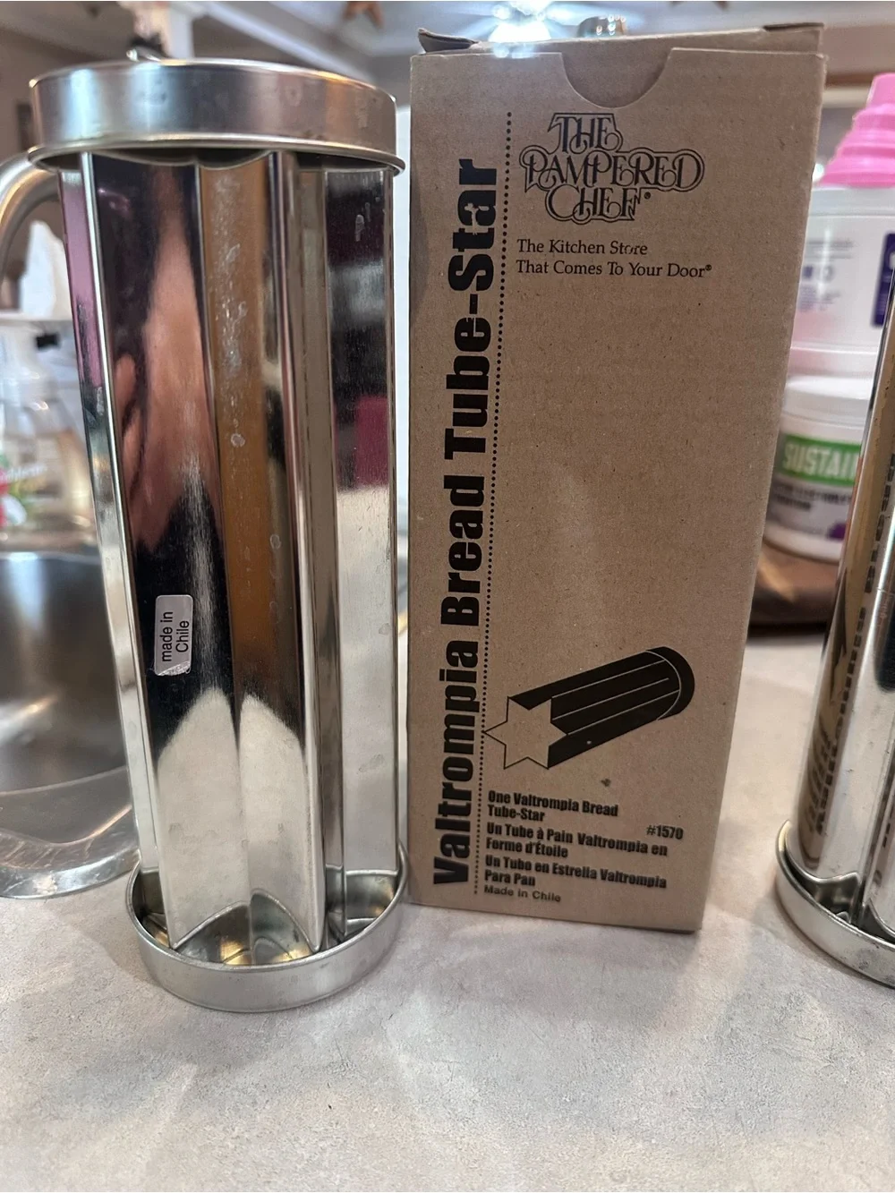 Set of 3 - The Pampered Chef Stainless Steel Bread Tube - Silver